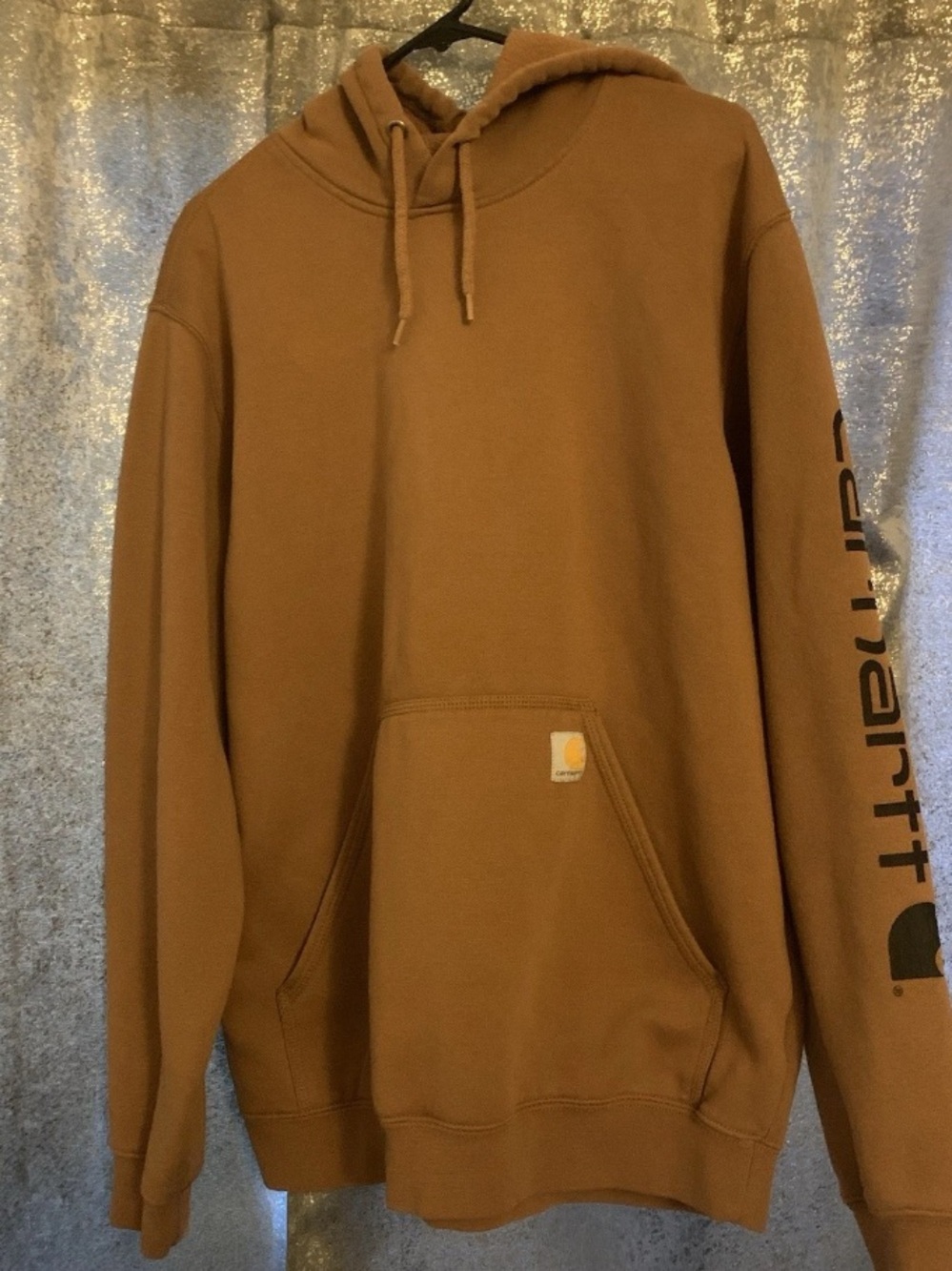 Carhartt Hoodie  Mens Large Brown Loose Fit Sleeve Logo